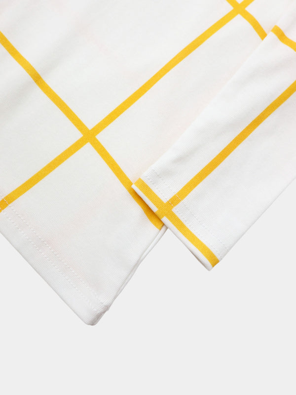Basic Printed T-shirt-Floral Windowpane Yellow