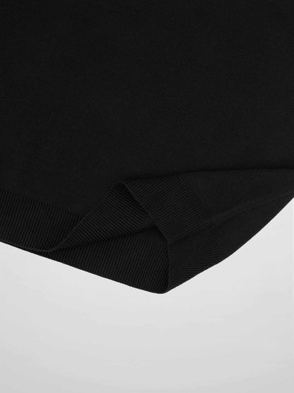 Mock Neck Thin Knit Sweater-Black