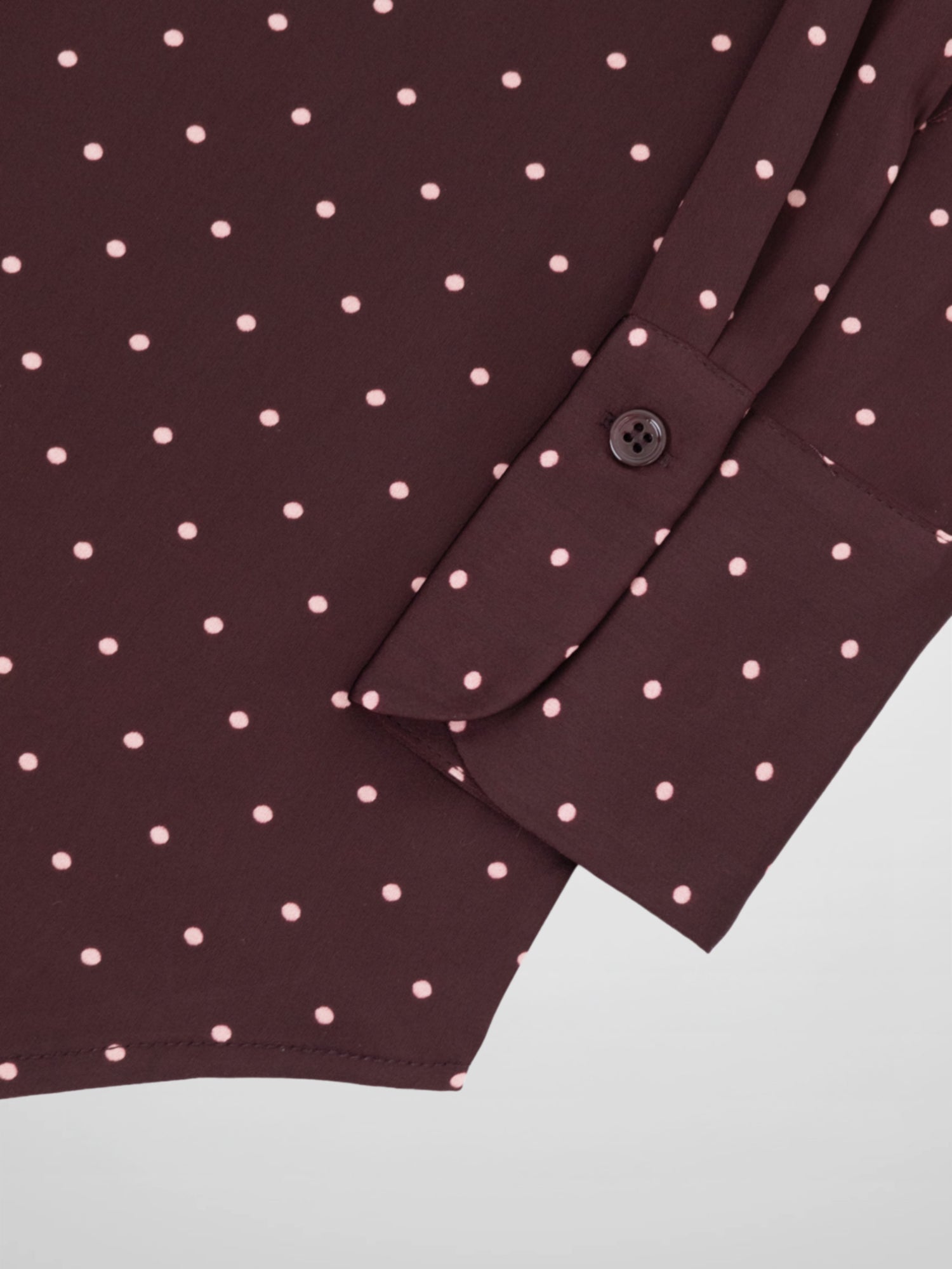 Oversized Satin Blouse-Burgundy Small Polka Dot