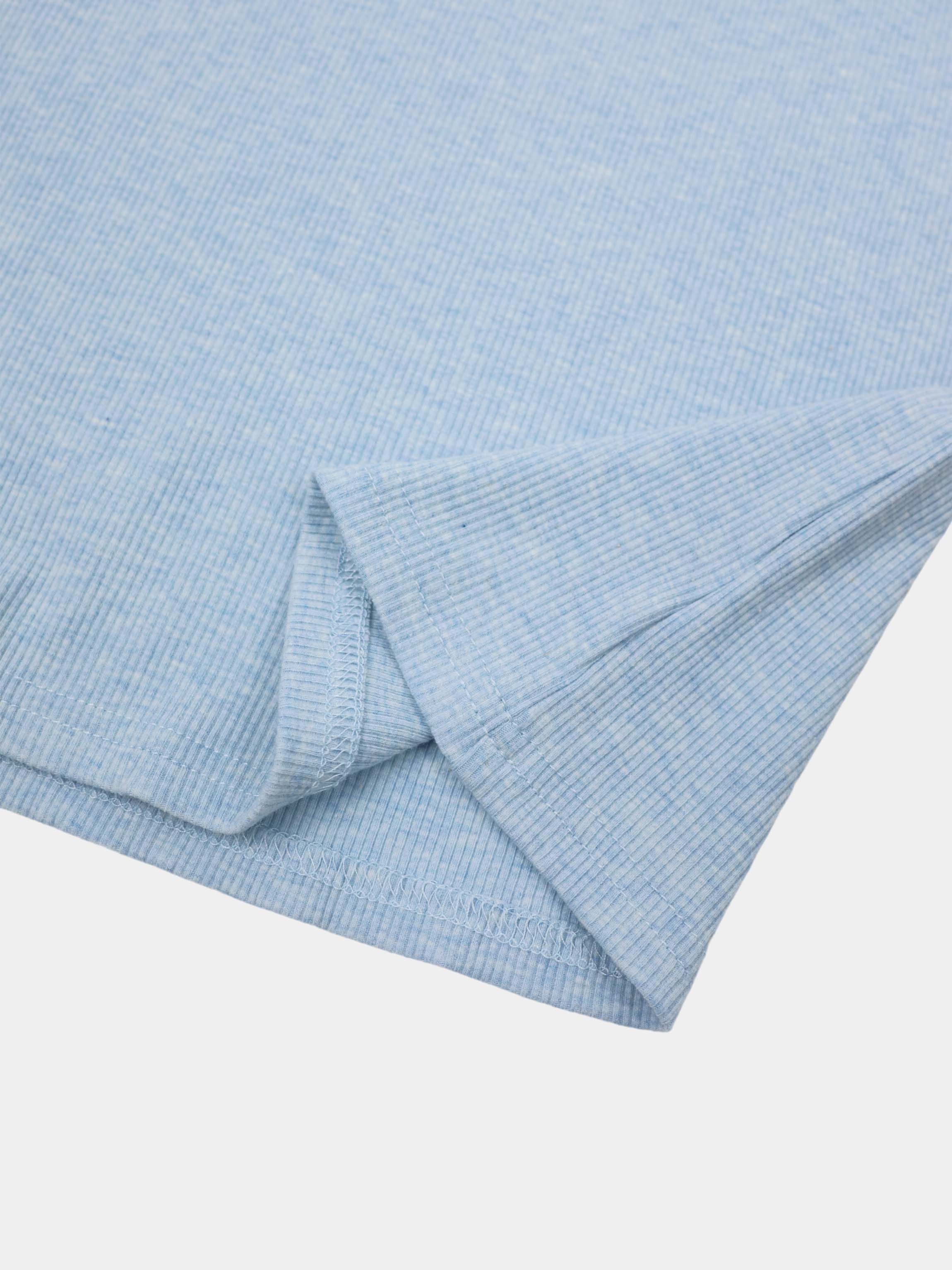 Heathered Collared Tee-Blue