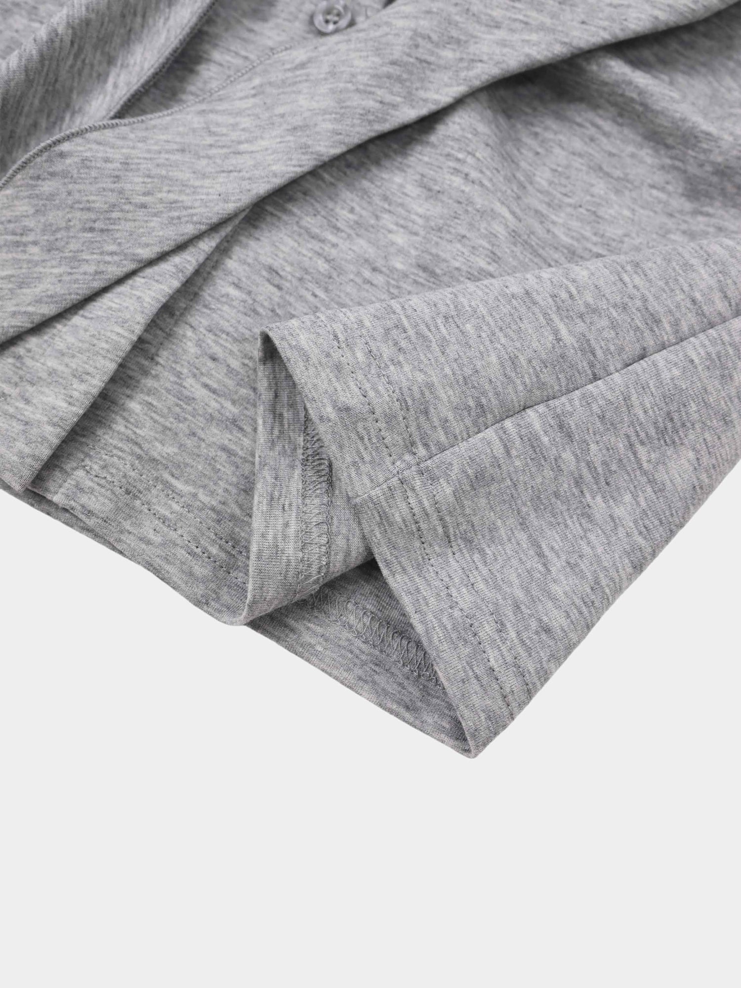 Waist Tie Button Down T-Shirt-Heather Grey