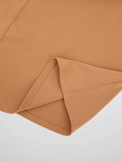 SIDE RUCHED SKIRT-TAN