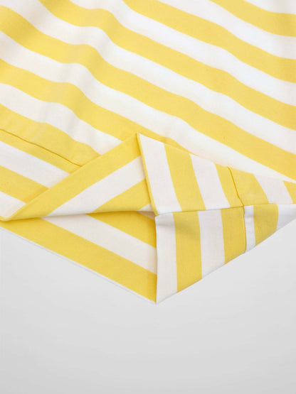 Striped Collar Bomber Tee-Yellow/White
