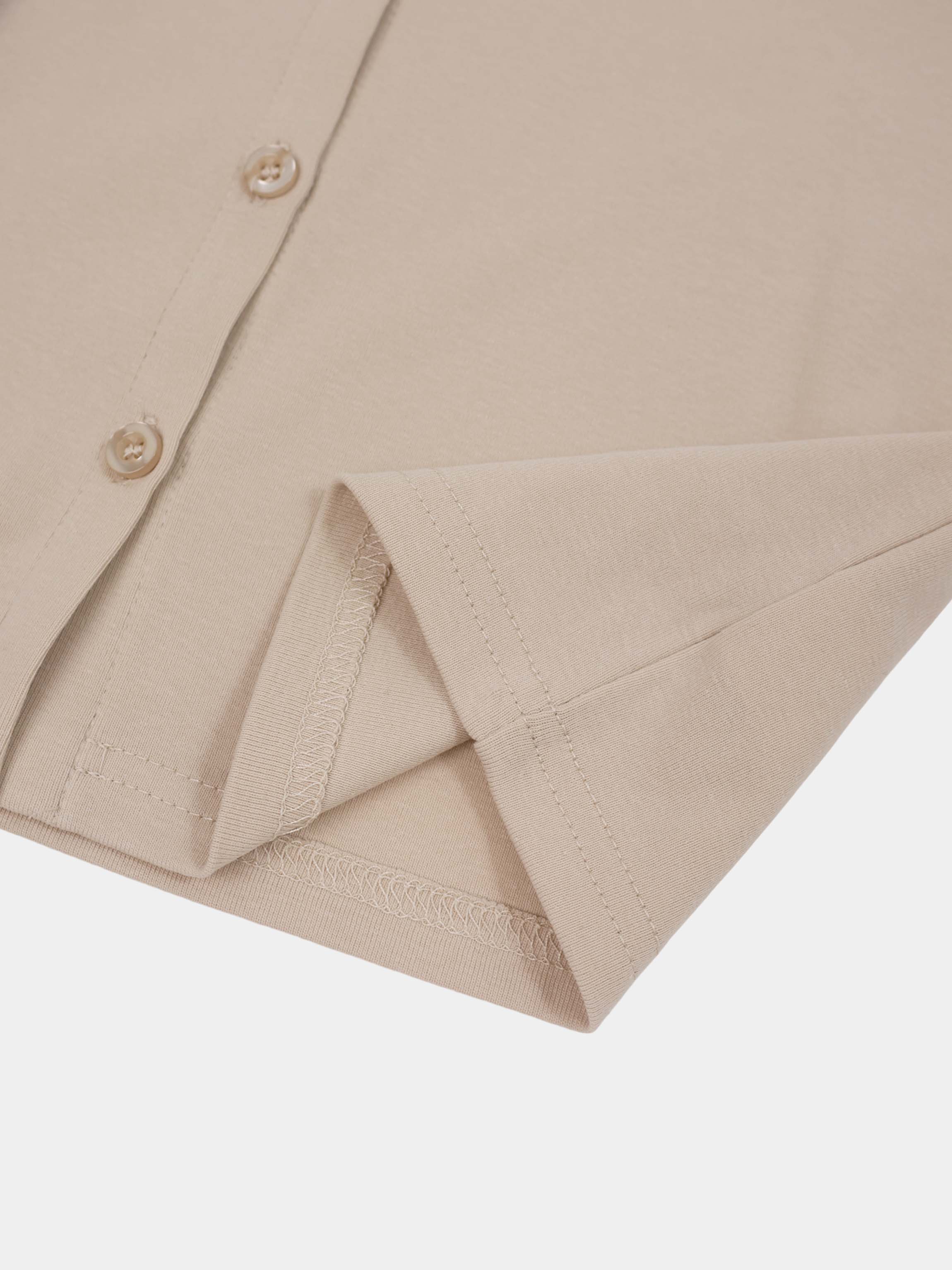 Crop T-Shirt Cardigan-Tan