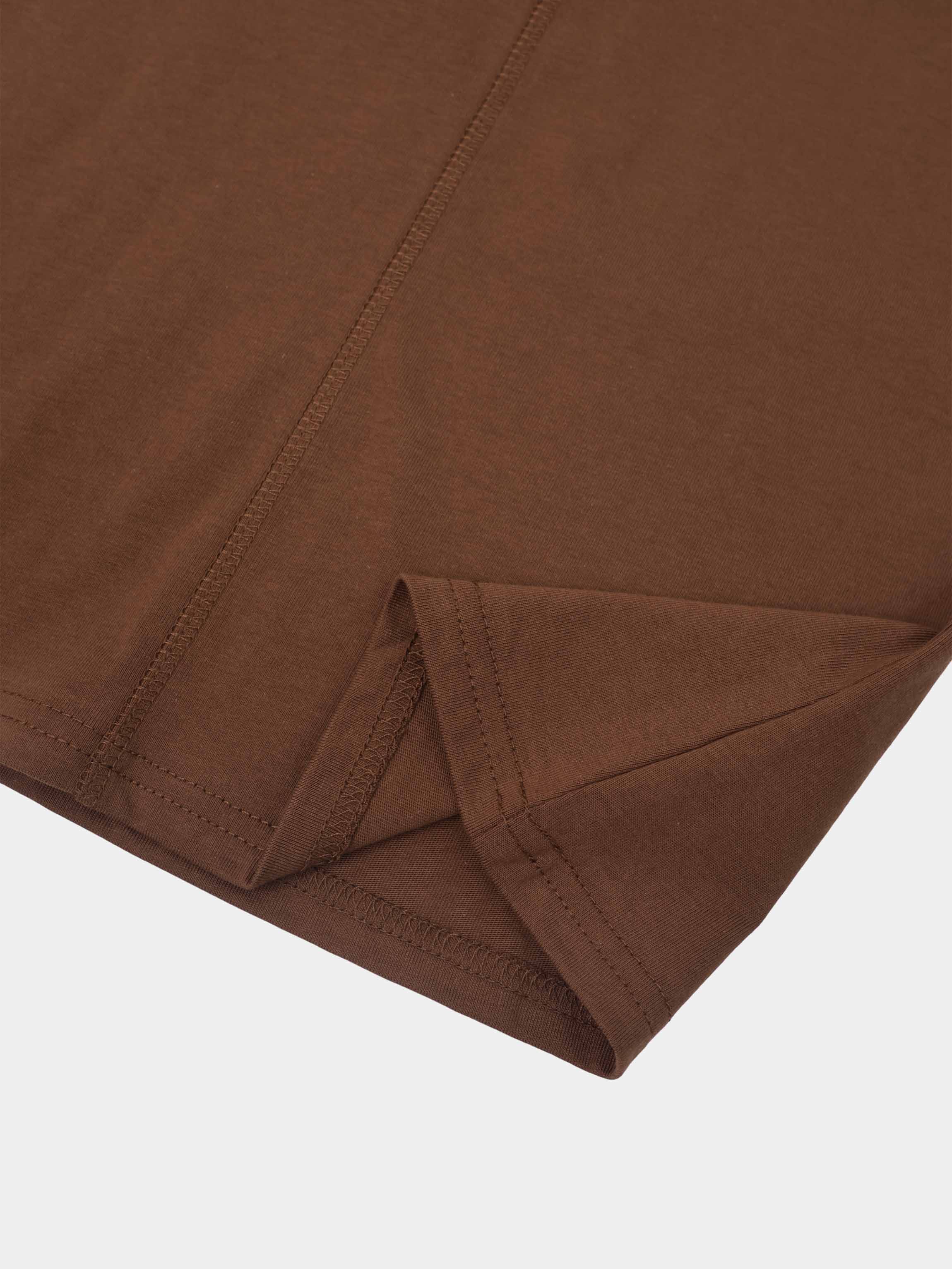 Center Seam High V Tee-Dark Brown