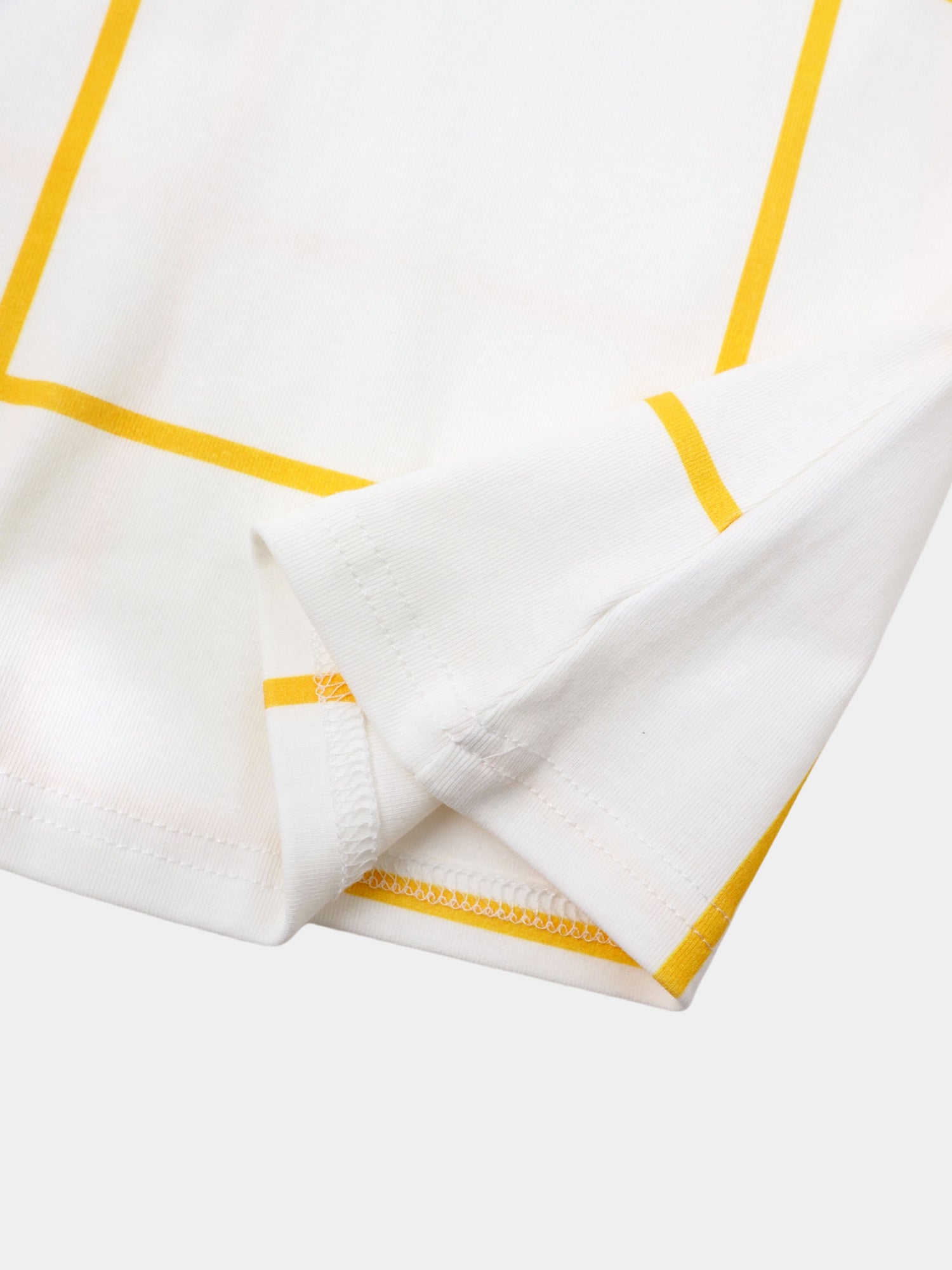Basic Printed T-shirt-Floral Windowpane Yellow