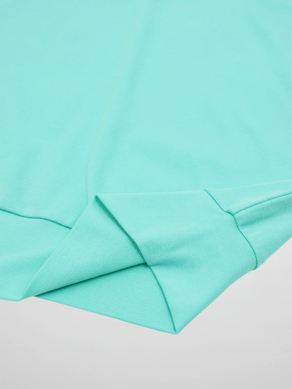 Collared Bomber Tee-Aqua