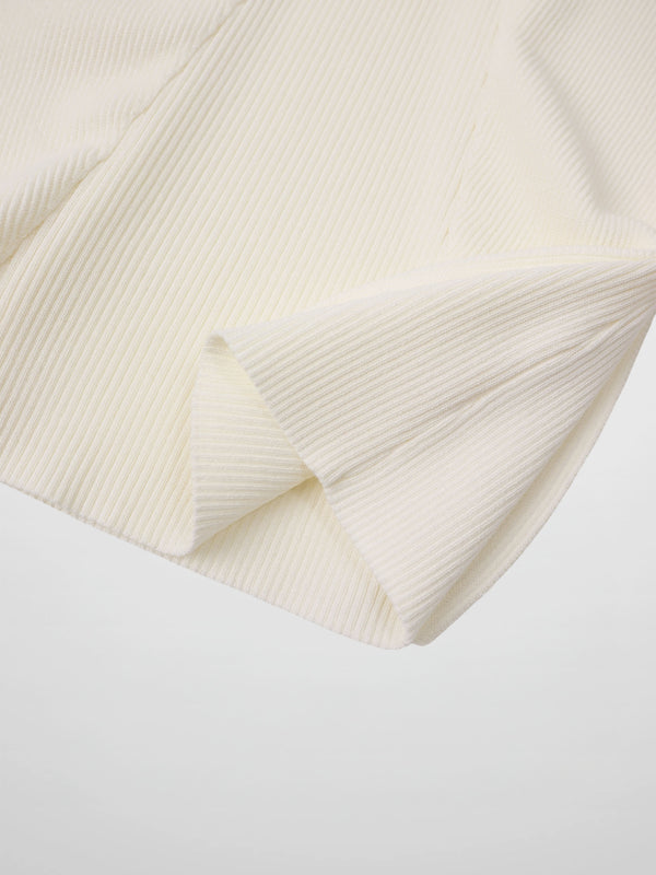 Side Ruffle Sweater - Ivory