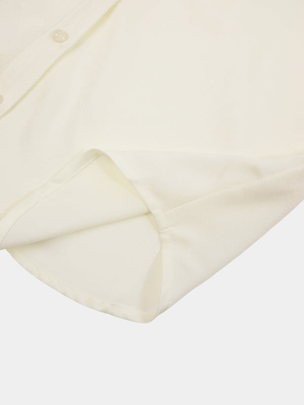 Fringe Bow Blouse-Cream