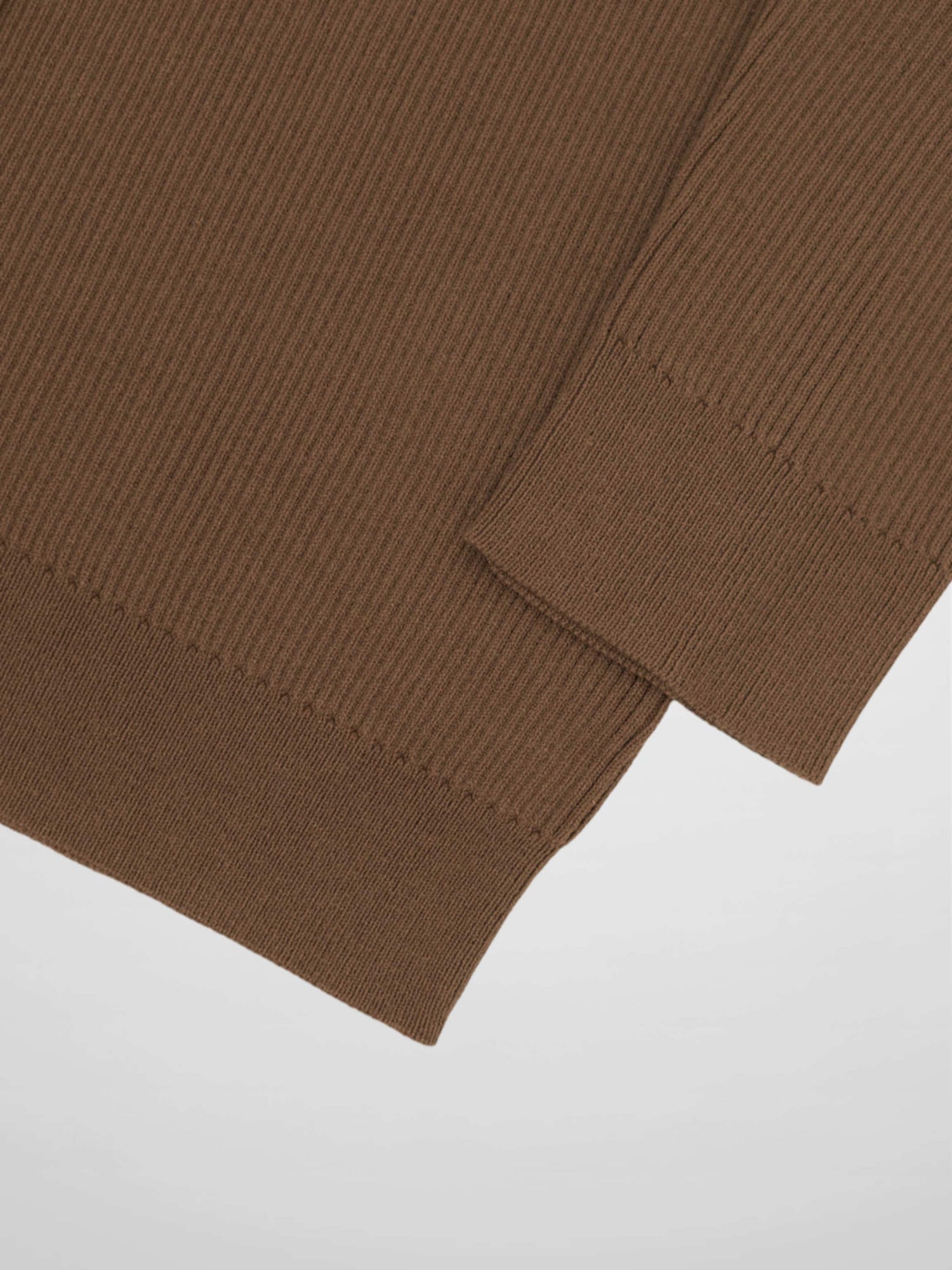 Ribbed Crew Neck Cardigan-Mocha Mousse