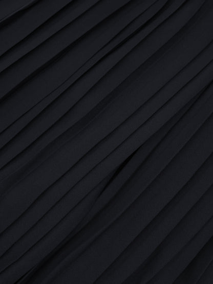 Chiffon Drop Waist Pleat Skirt-Black