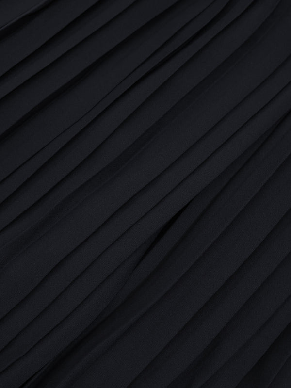 Chiffon Drop Waist Pleat Skirt-Black