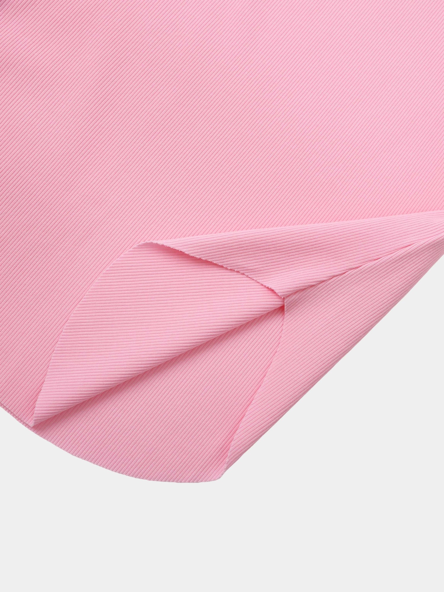 Rounded Hem Ribbed T-Shirt-Pink