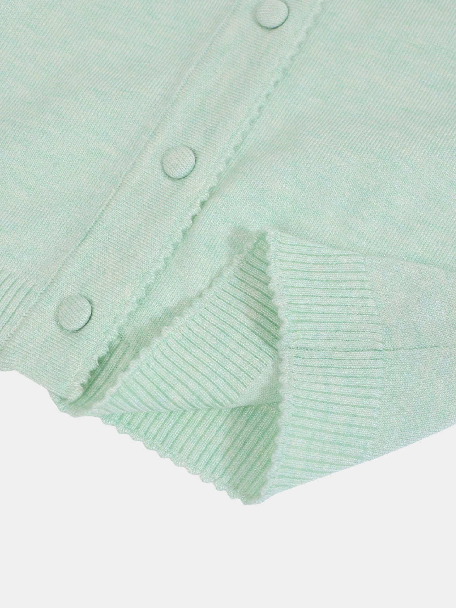 Trim Detail Crew Crop Cardigan-Heathered Mint