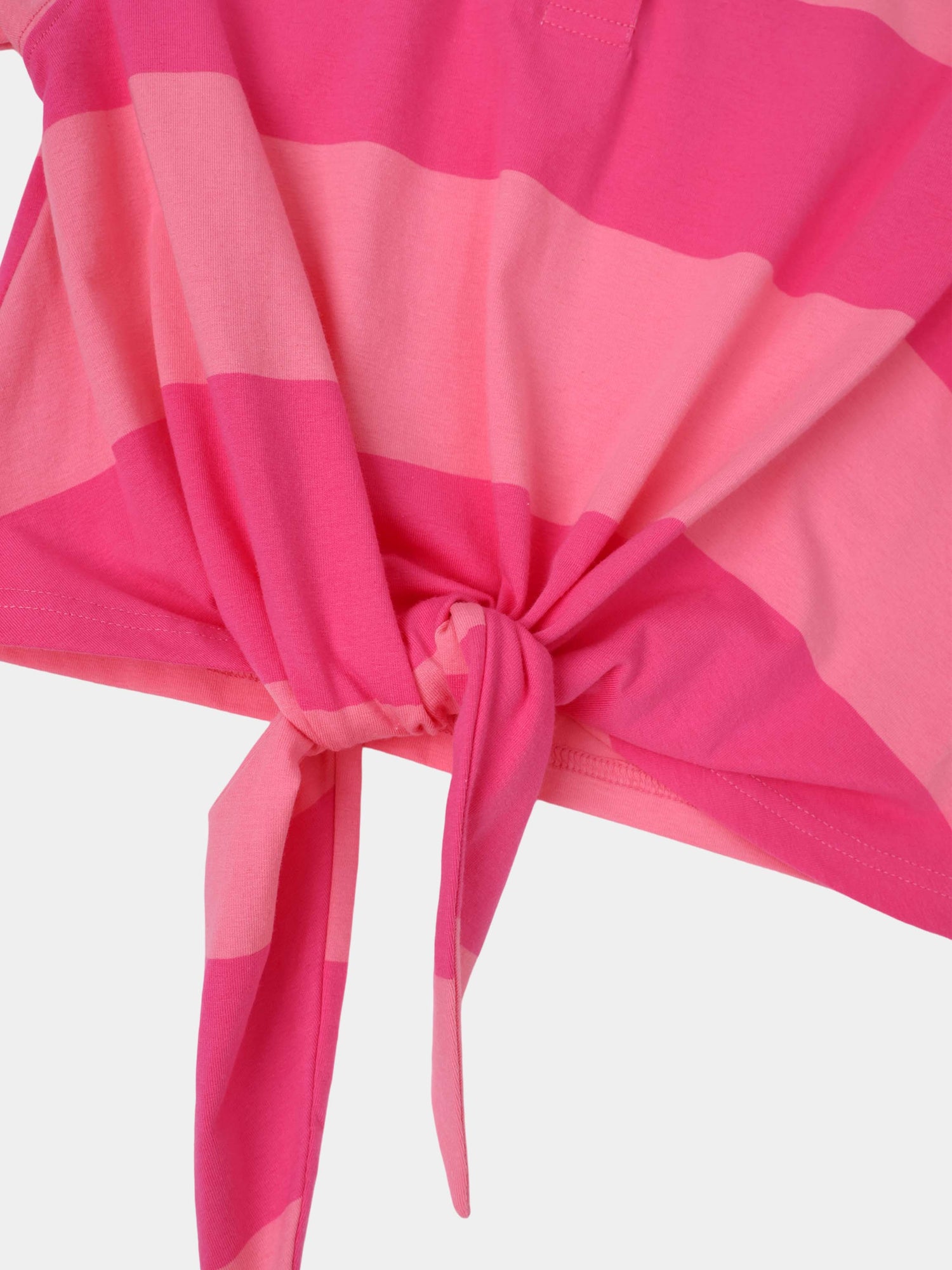 Striped Tie Bottom T-Shirt-Pink