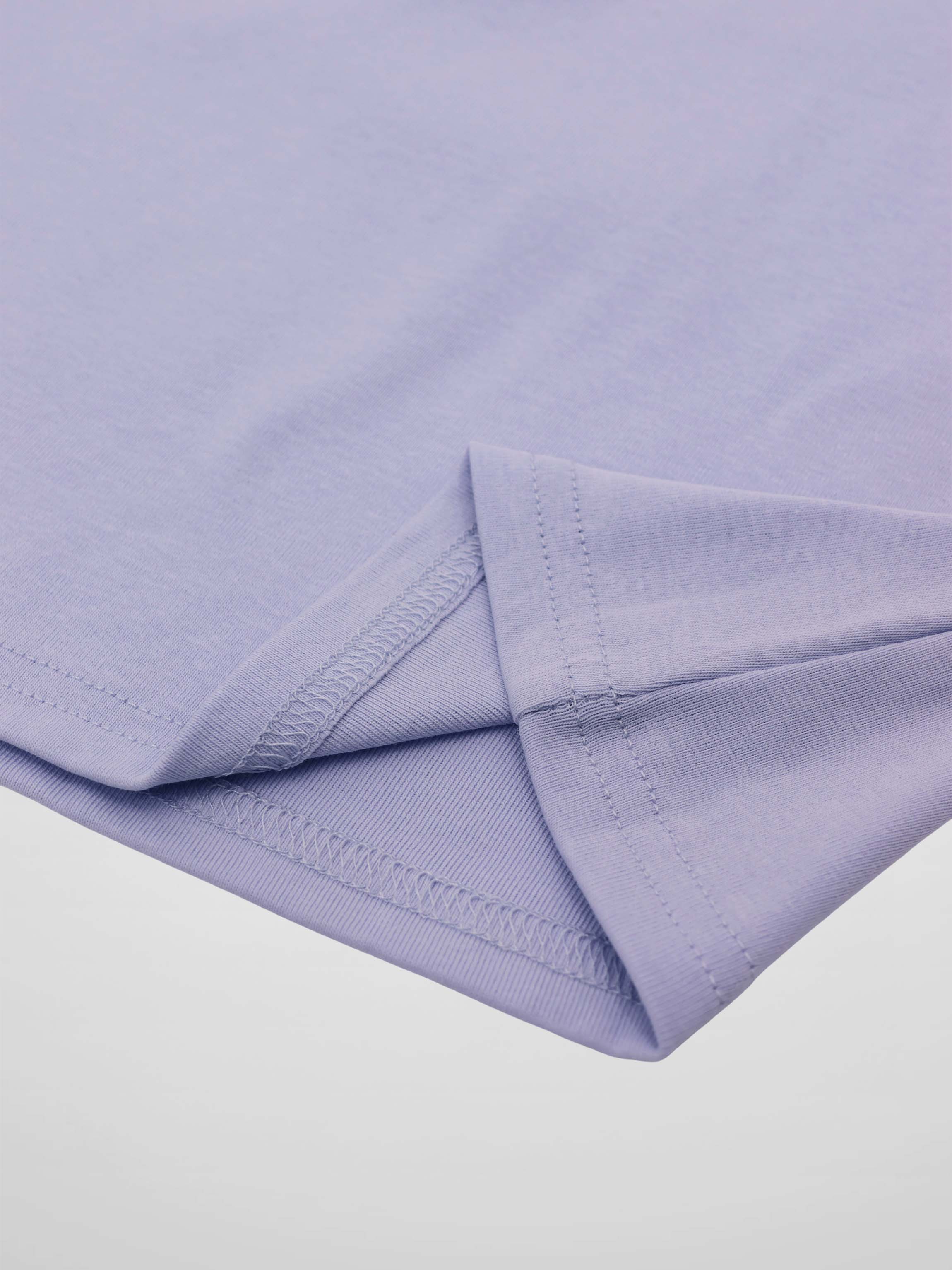 Collared High V T-Shirt-Light Blue