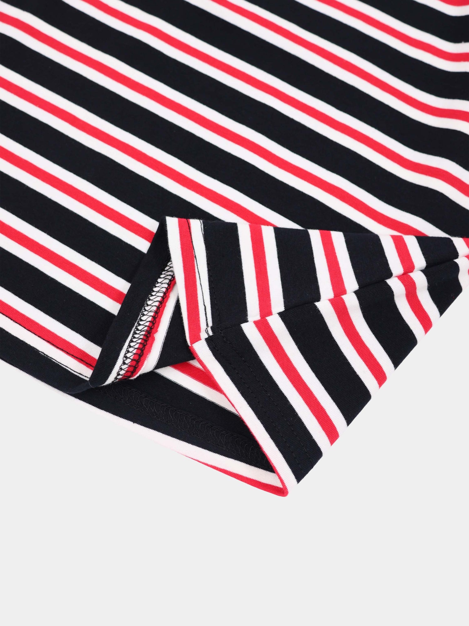 Embroidered Crown Striped Tee-Black/White/Red