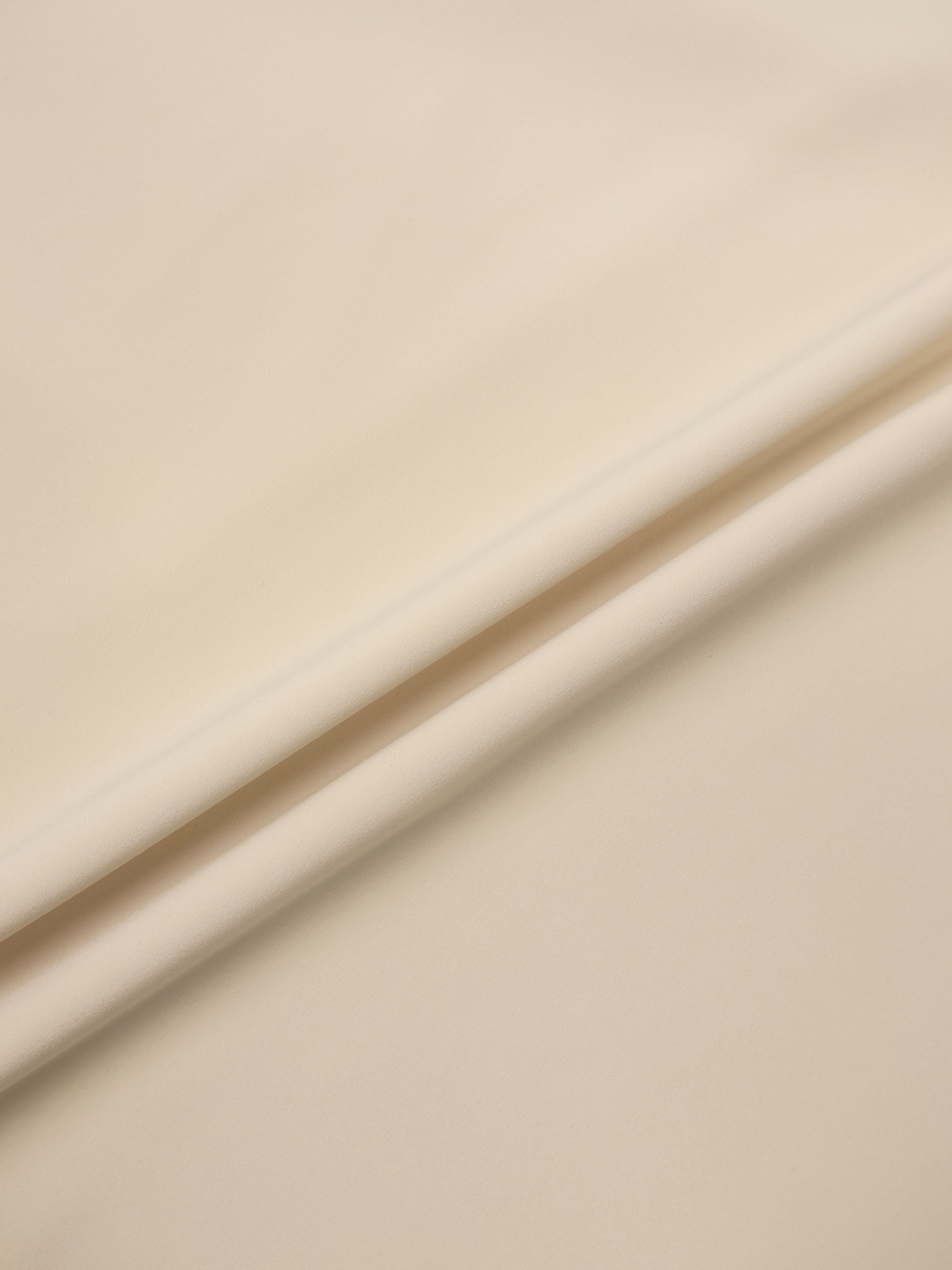 Curved Yoke Faux Satin Skirt - Cream