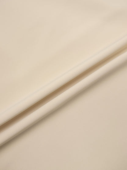 Curved Yoke Faux Satin Skirt - Cream
