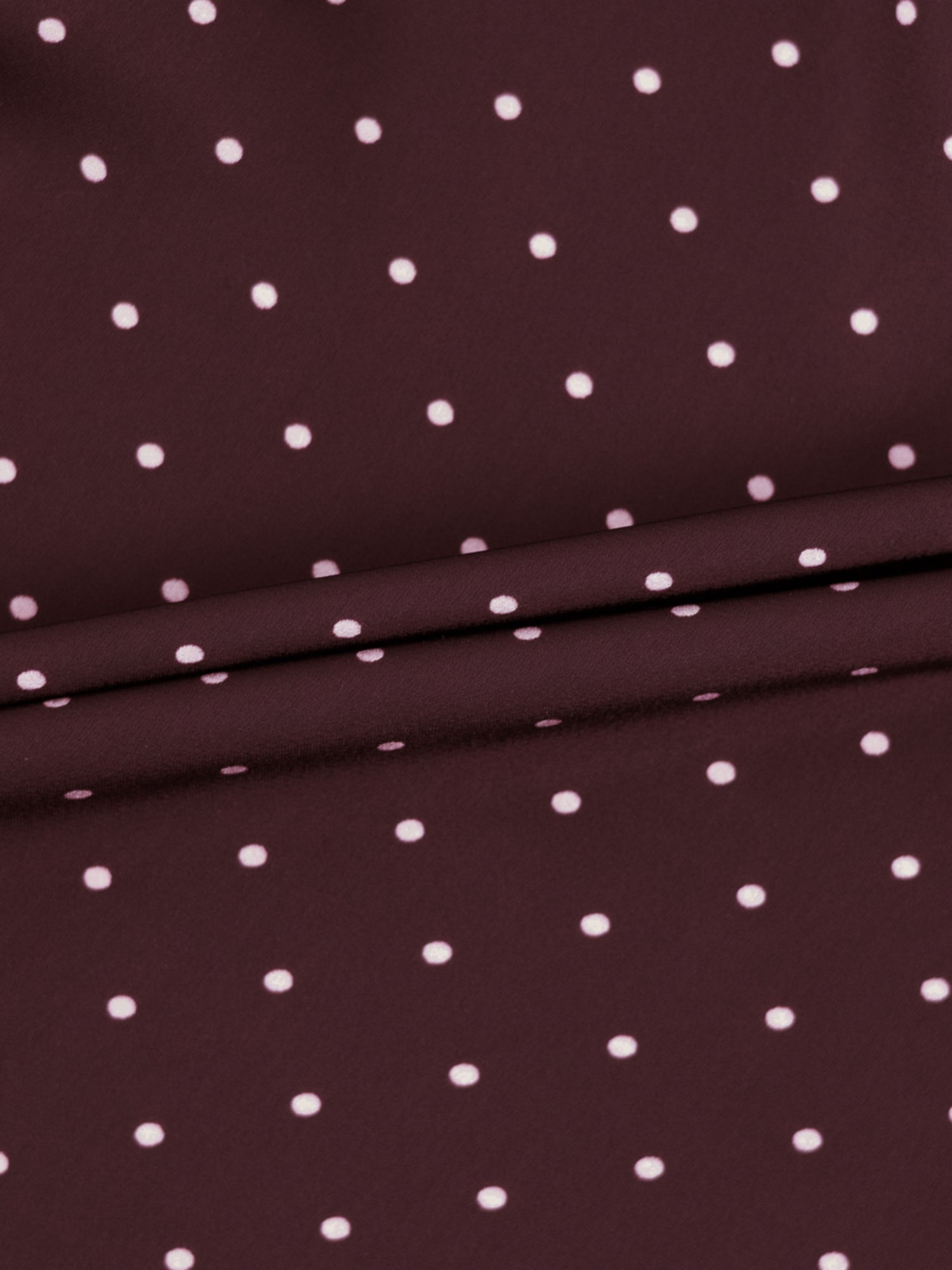 Oversized Satin Blouse-Burgundy Small Polka Dot