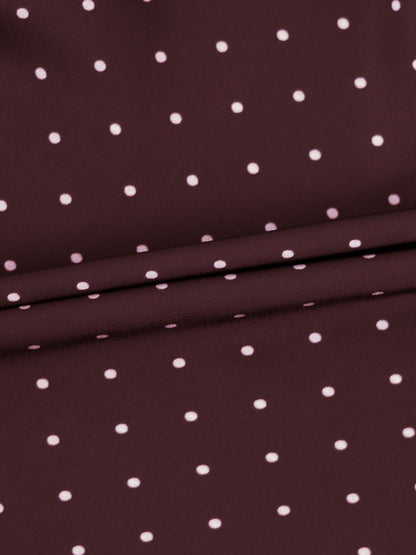 Oversized Satin Blouse-Burgundy Small Polka Dot