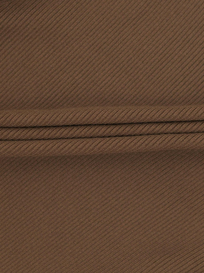 Ribbed Crew Neck Cardigan-Mocha Mousse
