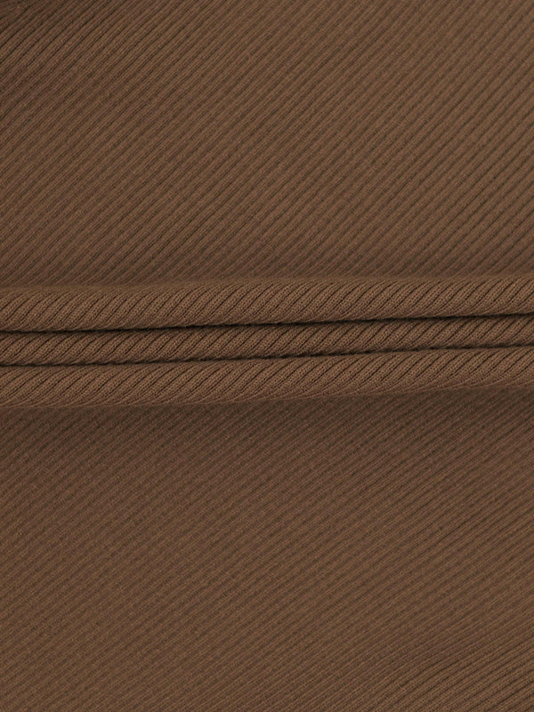 Ribbed Crew Neck Cardigan-Mocha Mousse