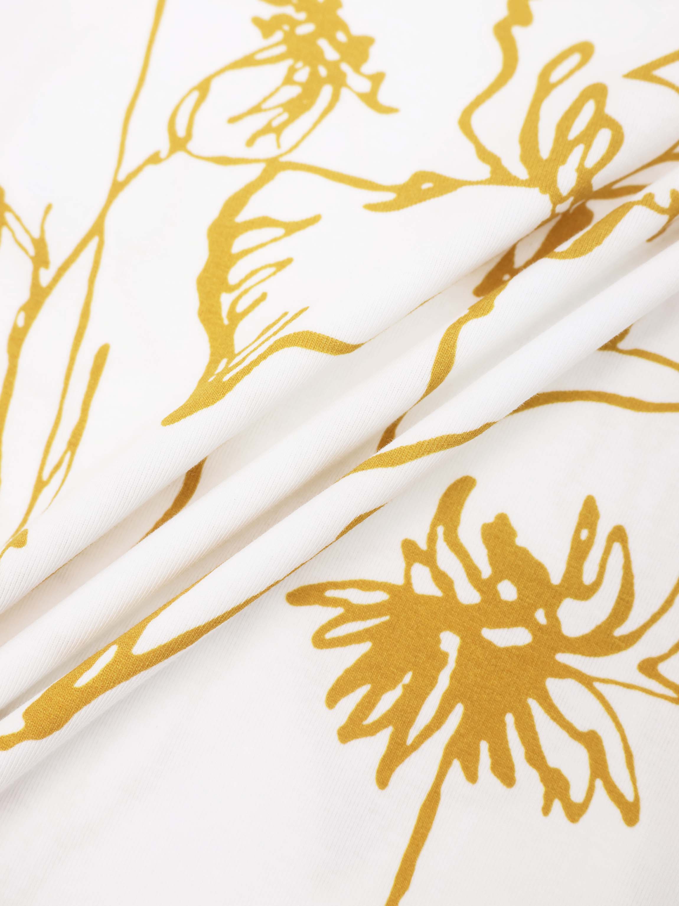Basic Printed T-shirt-Mustard Floral