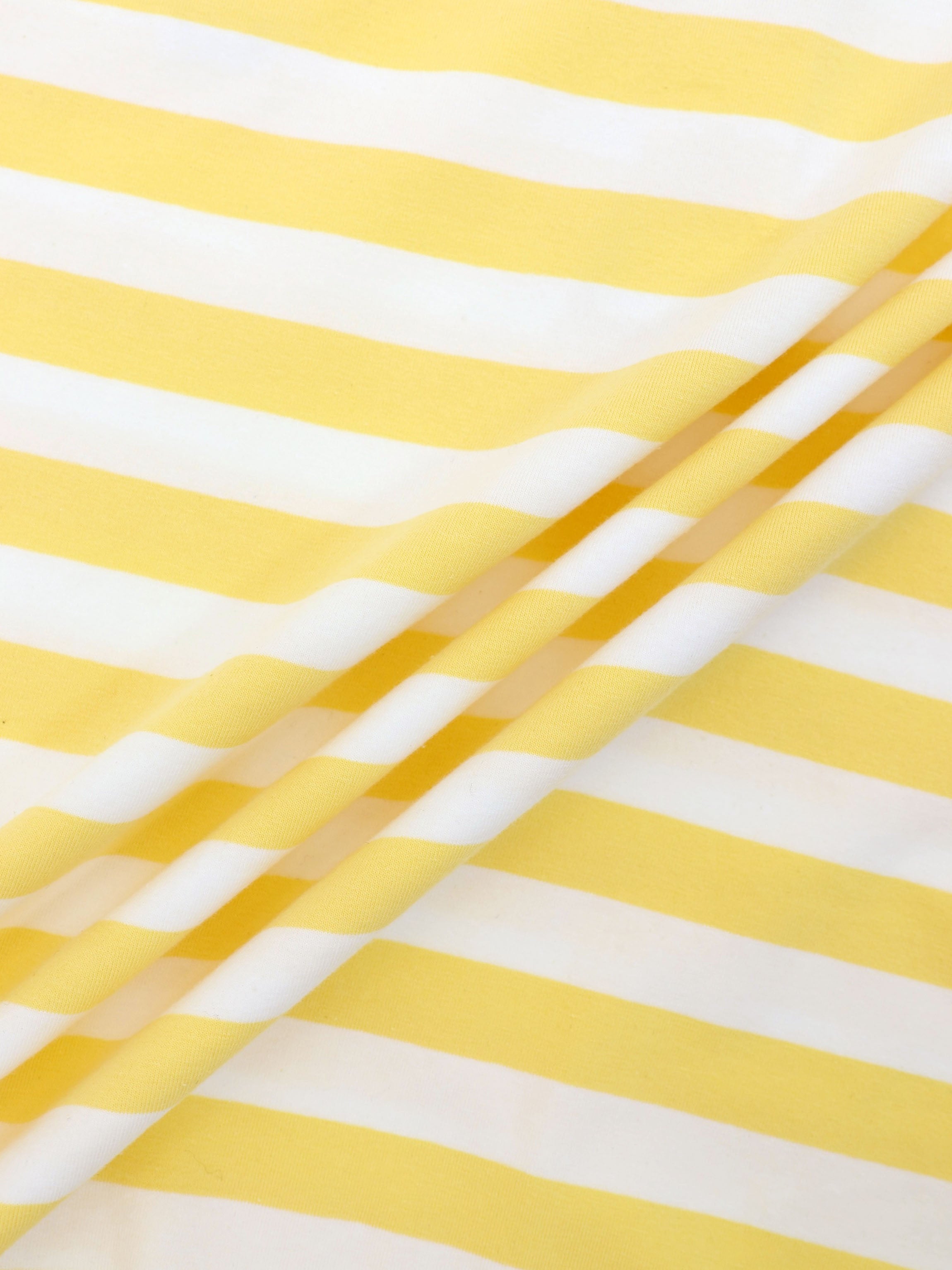 Striped Collar Bomber Tee-Yellow/White