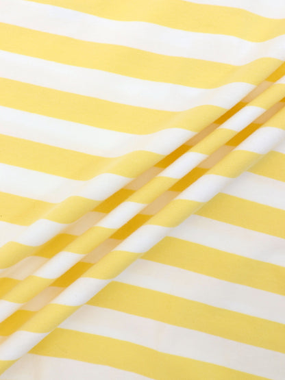 Striped Collar Bomber Tee-Yellow/White