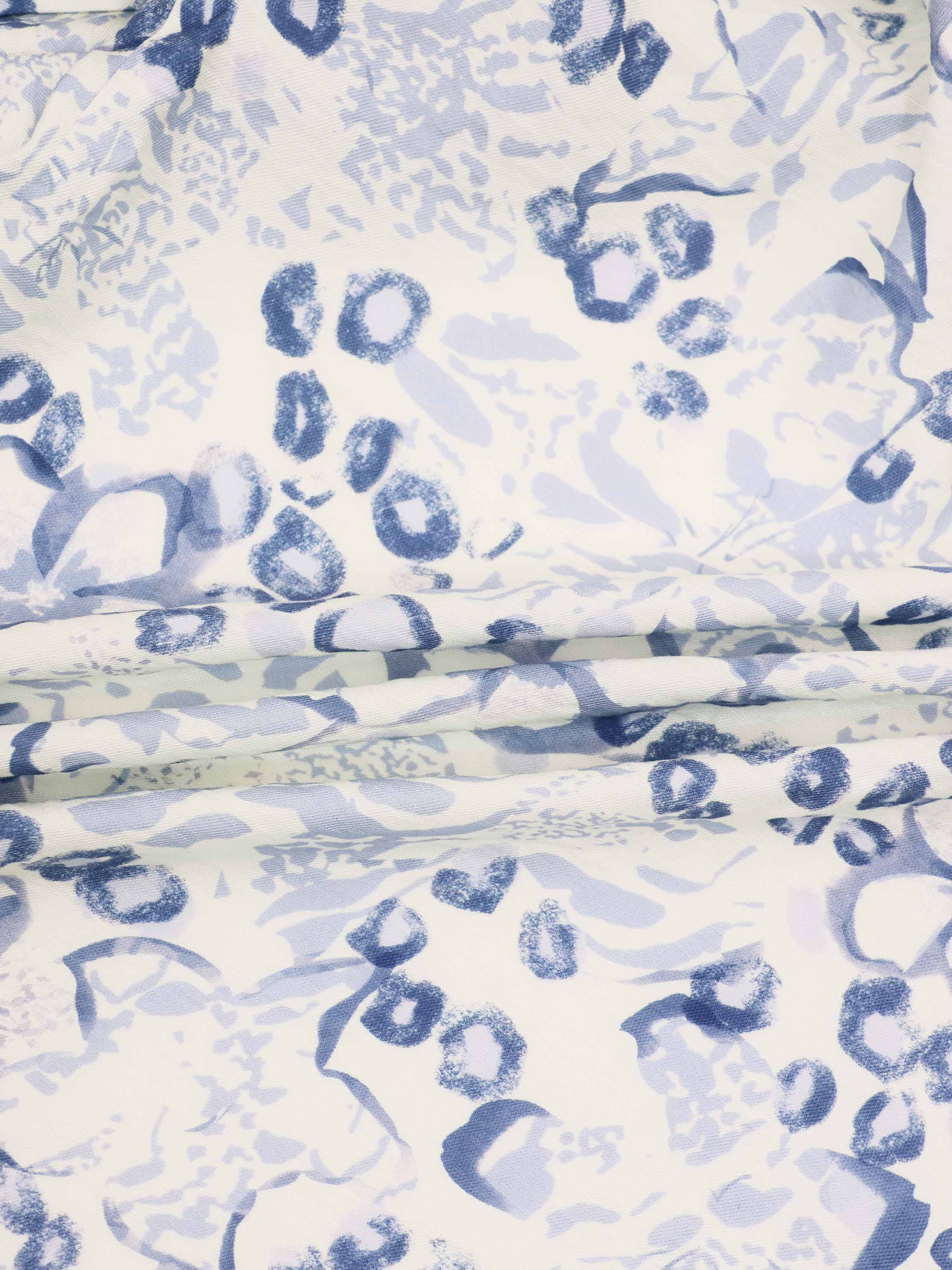 Button Down Collared Blouse-Blue Watercolor