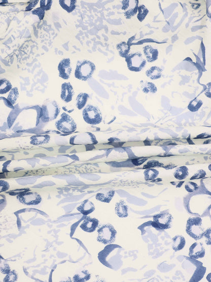 Button Down Collared Blouse-Blue Watercolor