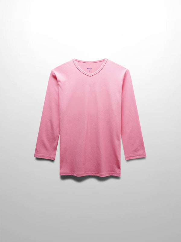 RIBBED HIGH V 3Q-SO PINK