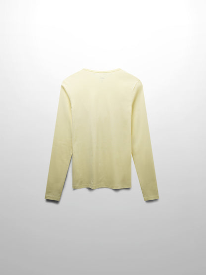 Basic High V Tee Long Sleeve-Butter Yellow