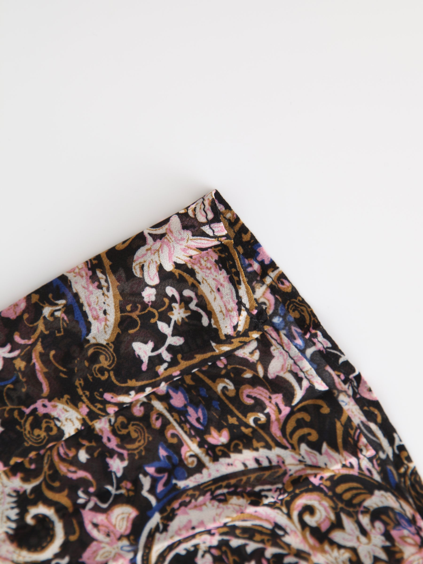 Printed Pleated Skirt 37"-Colored Paisley