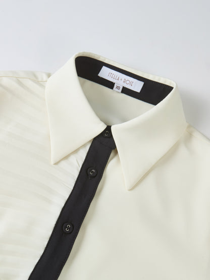Half Pleat Oversized Blouse - Cream