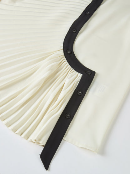 Half Pleat Oversized Blouse - Cream