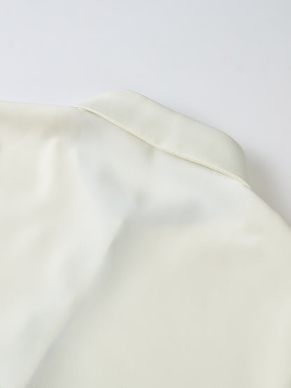Half Pleat Oversized Blouse - Cream