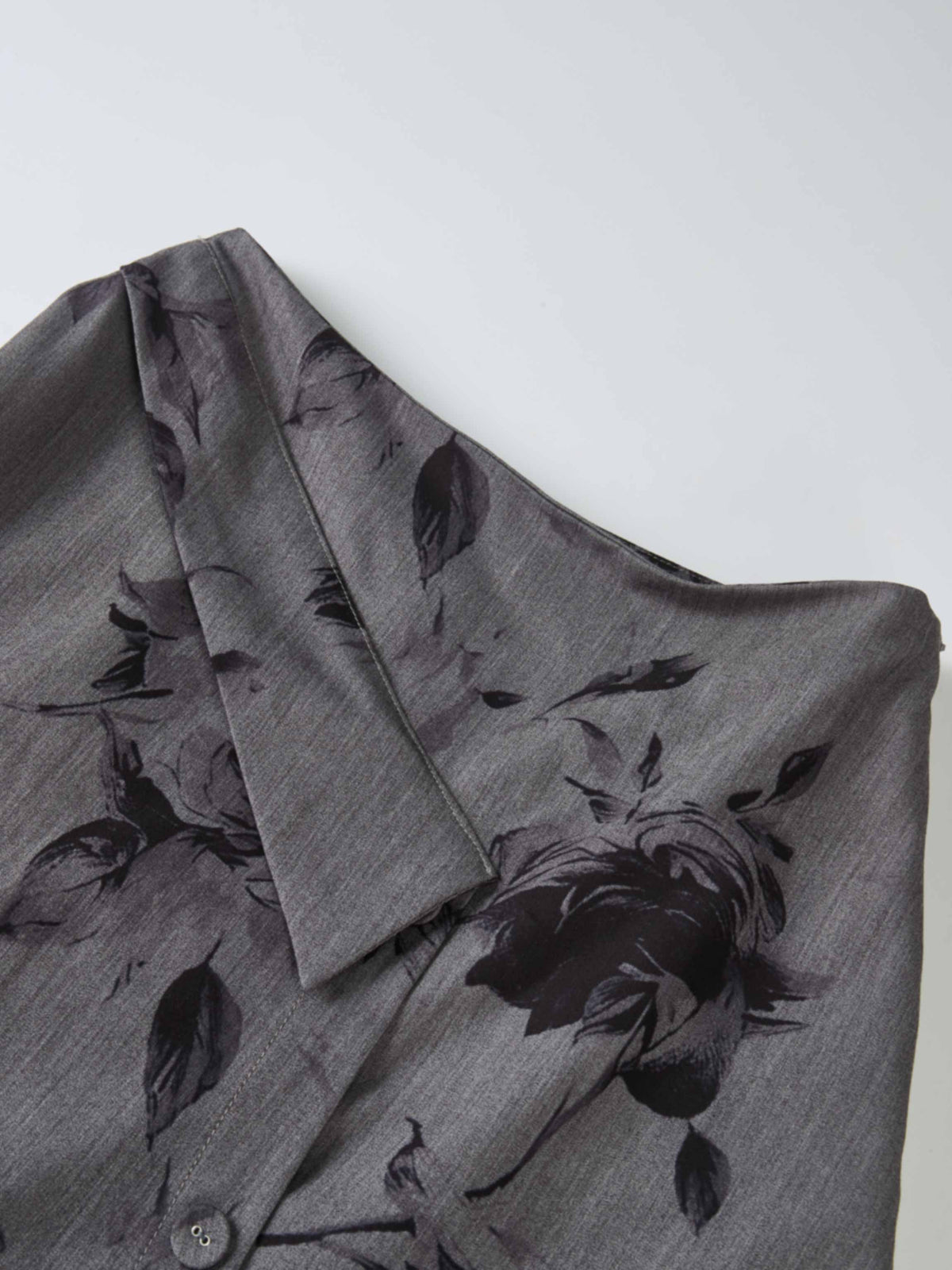 Side Button A-Line Skirt - Grey/Black Floral