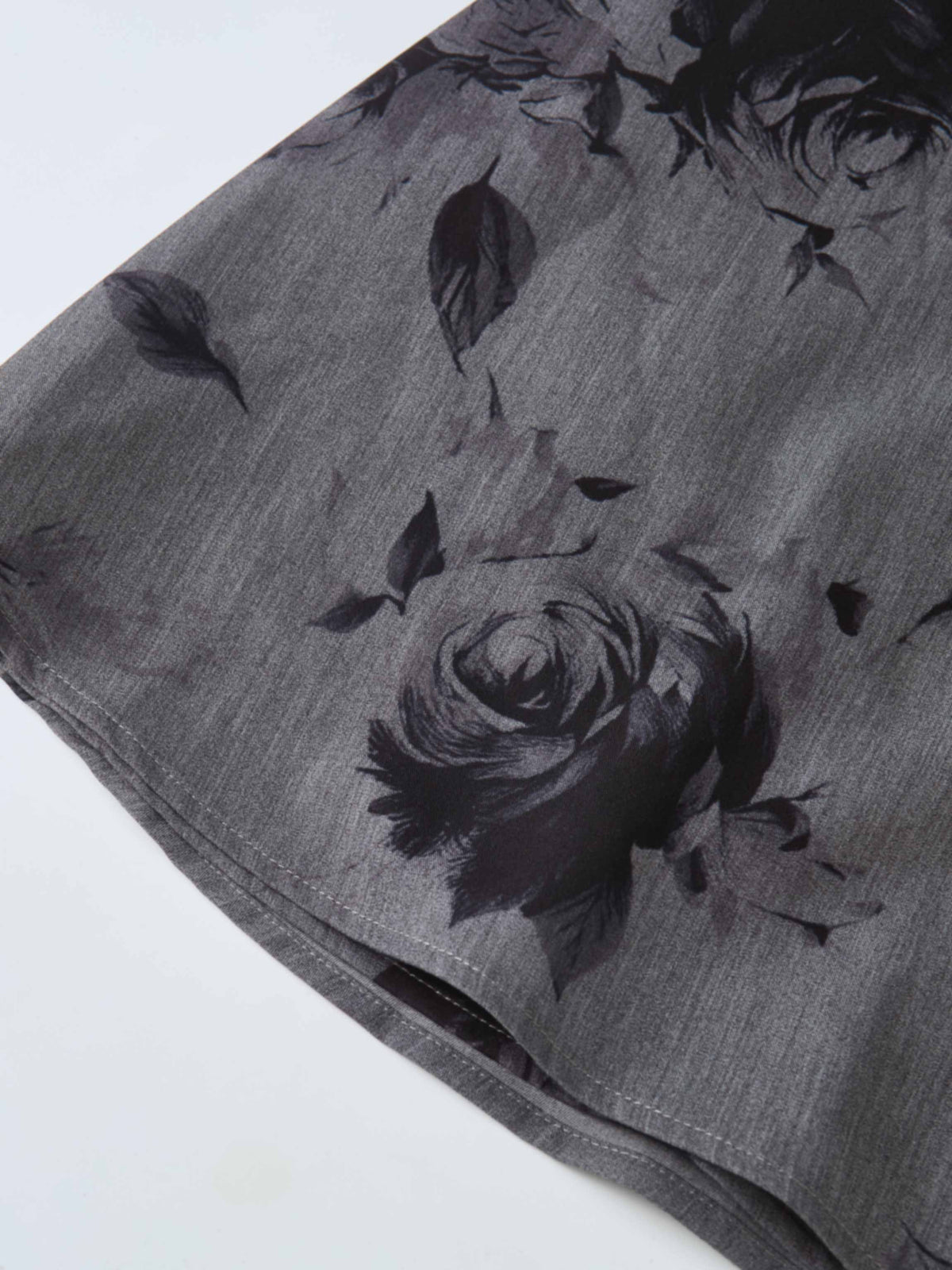 Side Button A-Line Skirt - Grey/Black Floral
