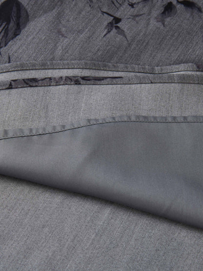 Side Button A-Line Skirt - Grey/Black Floral