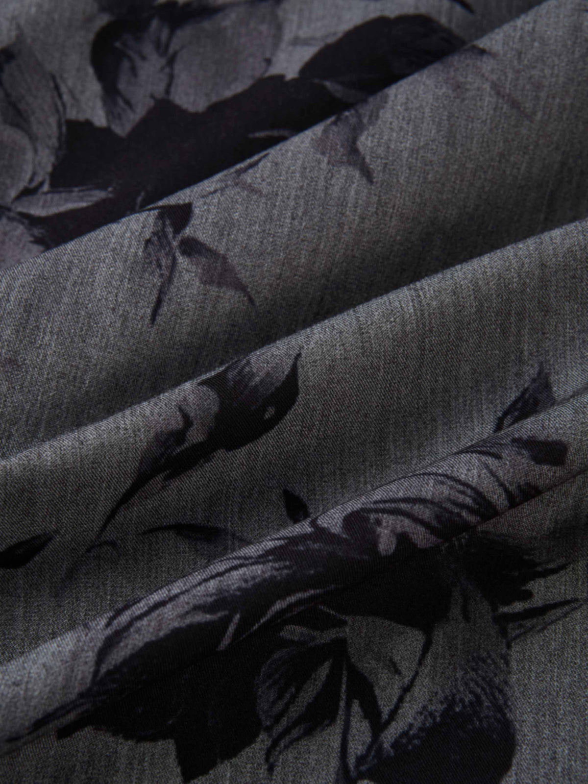 Side Button A-Line Skirt - Grey/Black Floral