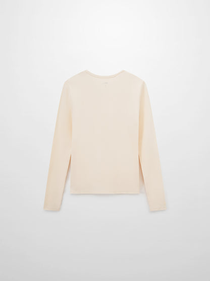 Soft Ribbed High V Tee-Cream