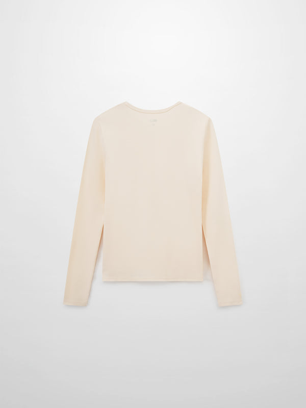 Soft Ribbed High V Tee-Cream