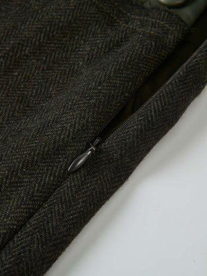 Leather Yoke Skirt - Green