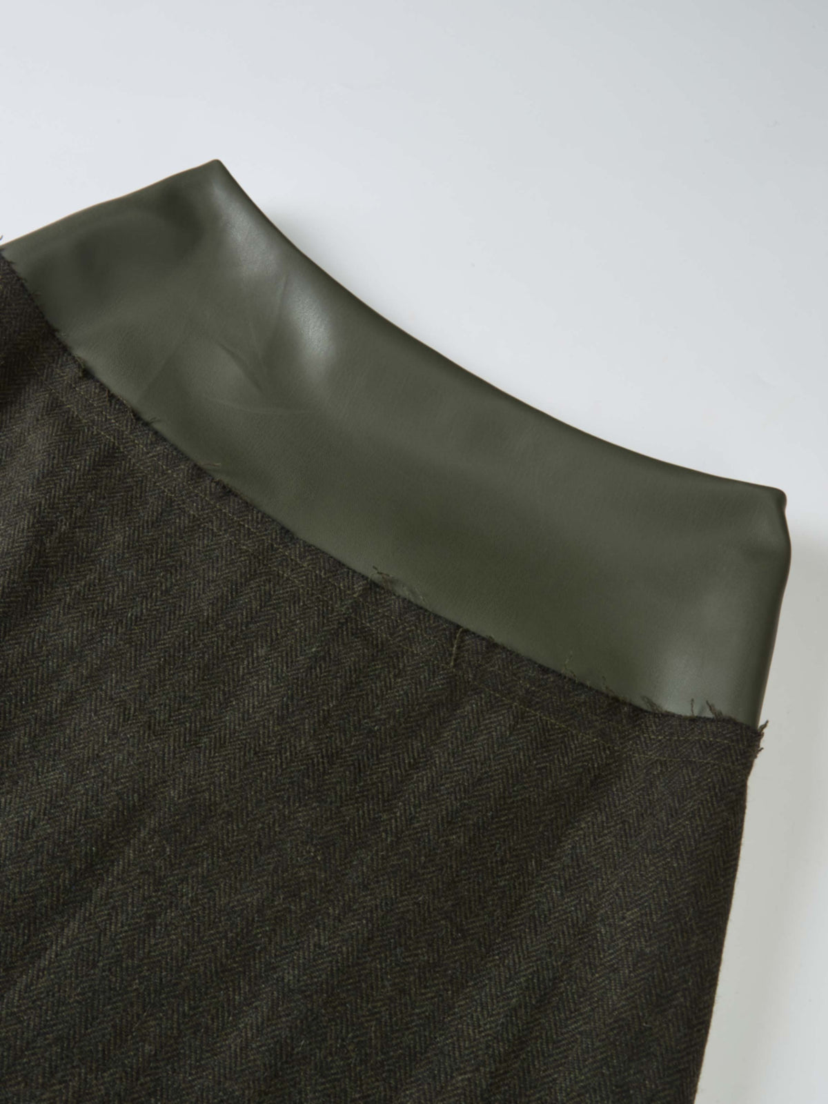 Leather Yoke Skirt - Green