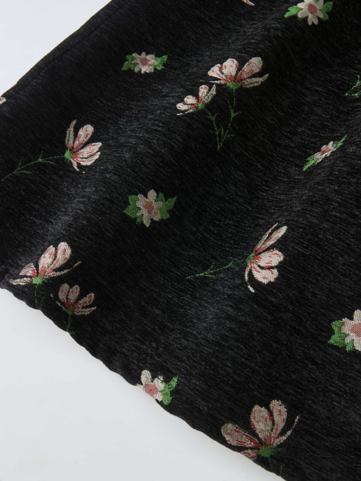 Curved Yoke Gathered Skirt - Embroidered Flowers
