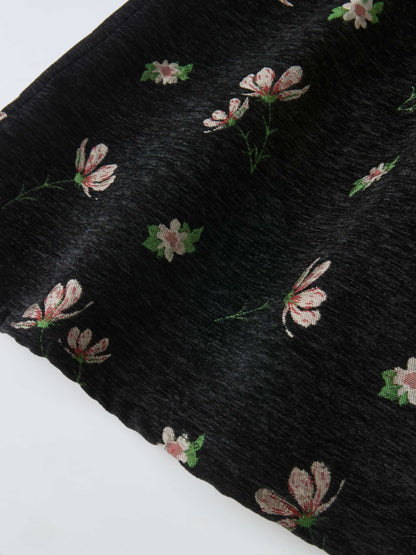 Curved Yoke Gathered Skirt - Embroidered Flowers
