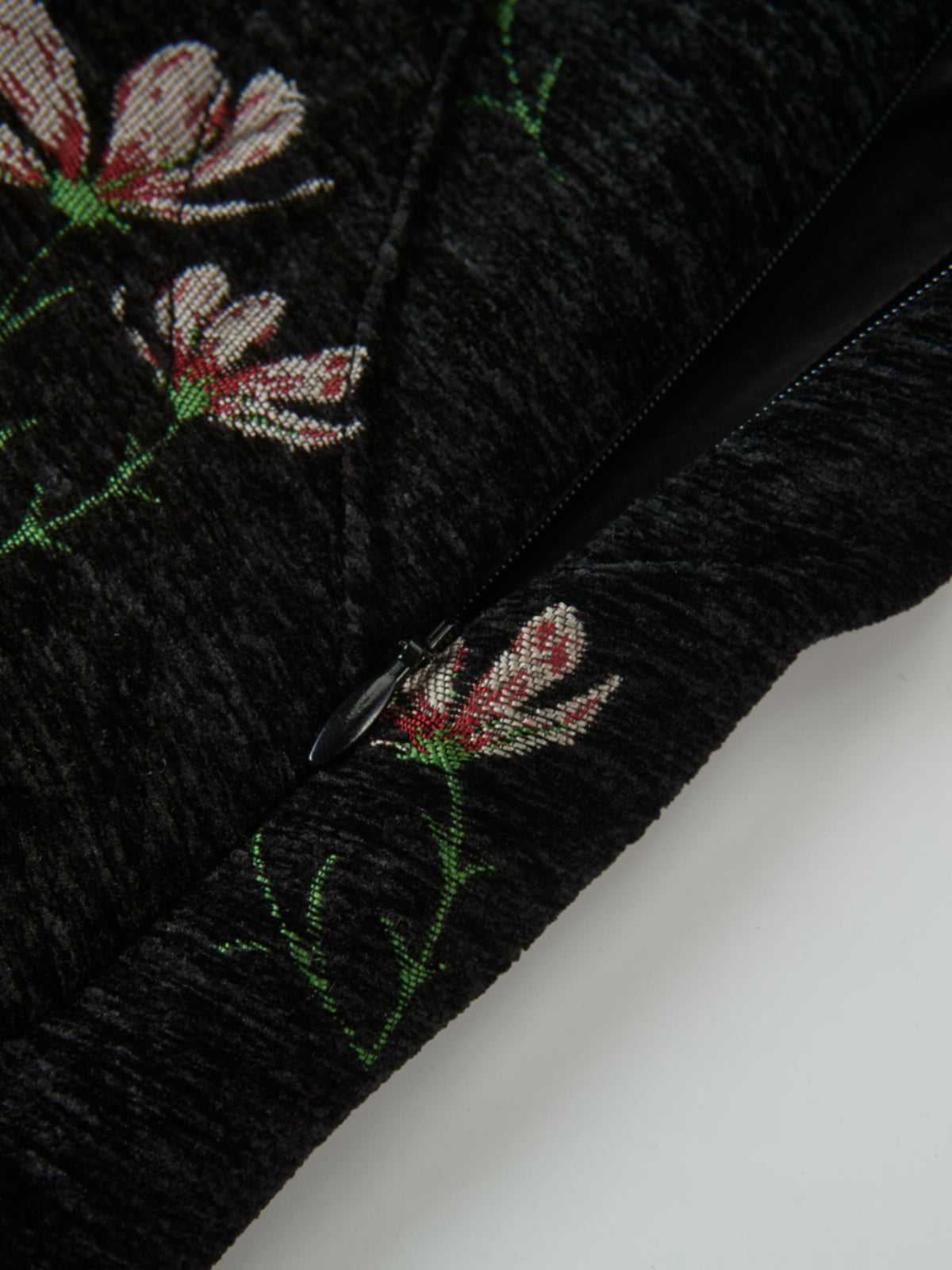 Curved Yoke Gathered Skirt - Embroidered Flowers