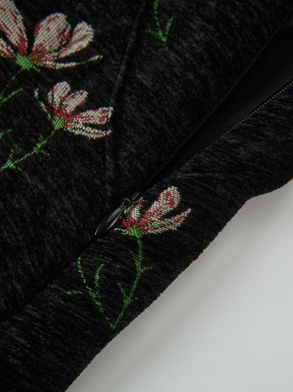 Curved Yoke Gathered Skirt - Embroidered Flowers